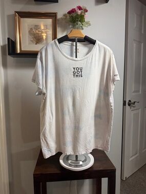 PINK Victoria's Secret White with Blue Tye Dye Short Sleeve Tee - "You Got This"
